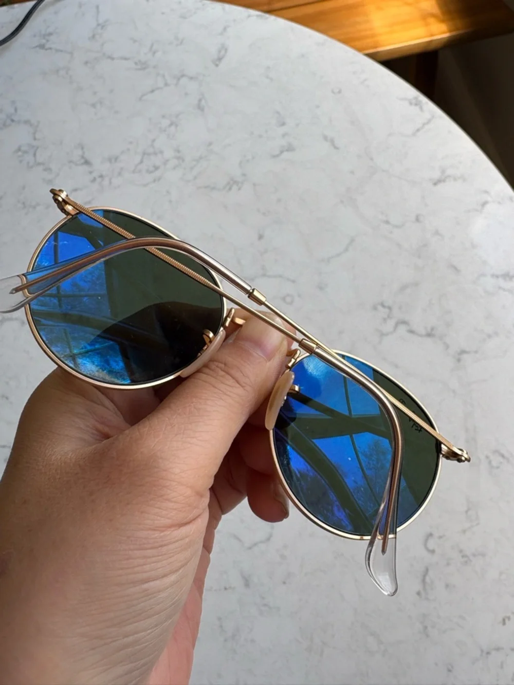 Ray-Ban Gold Frame Sunglasses with Green Lenses